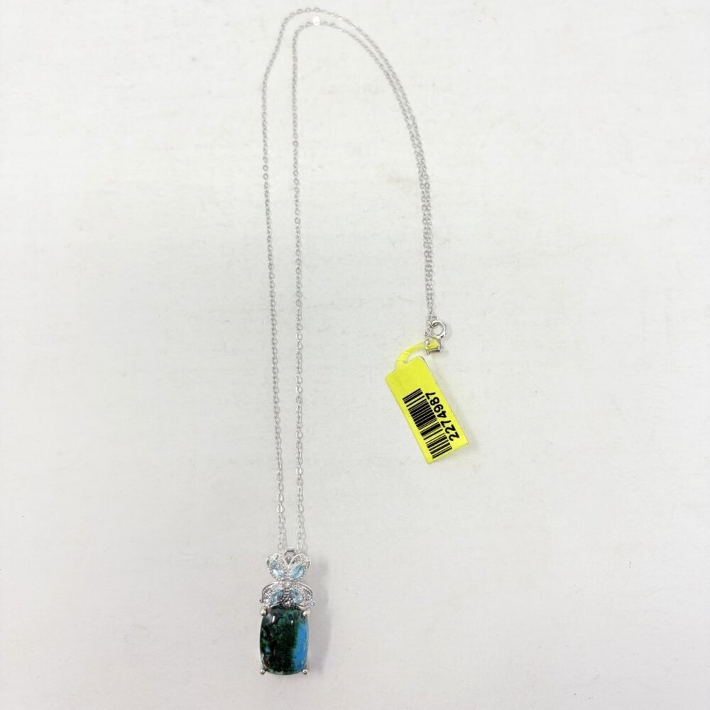 Shop LC Australian Chrysocolla/Madagascar Paraiba Apatite Pendant and Chain 5307